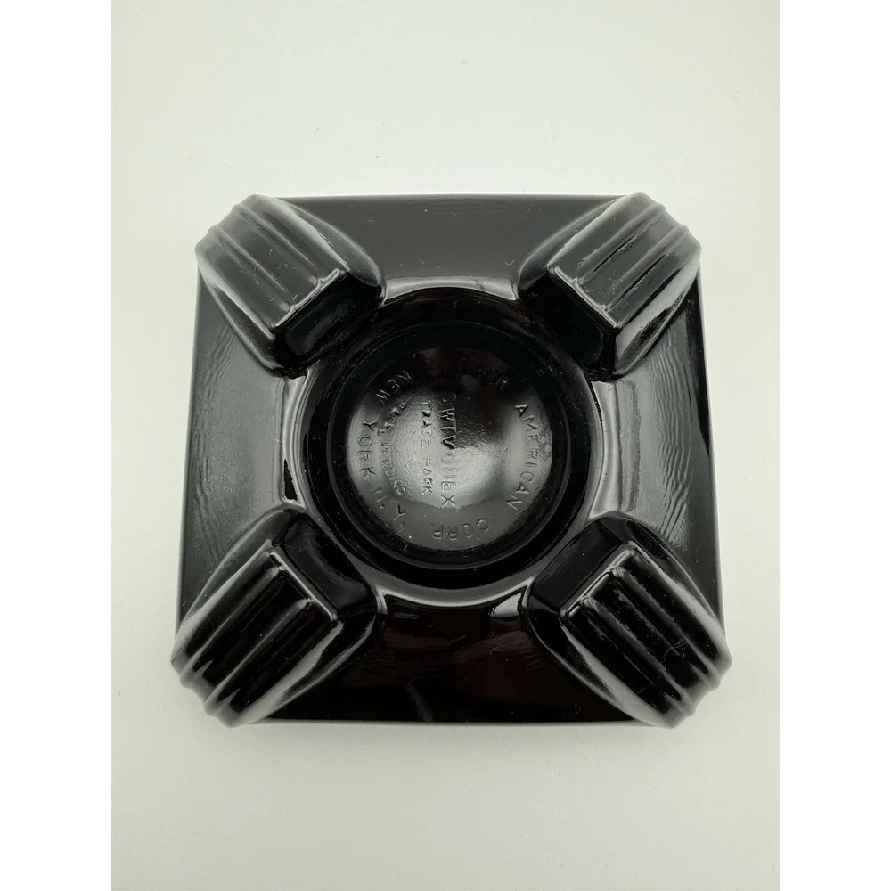 Vintage Zephyr American Swivodex Inkwell Art Deco Black Glass Swivel Desk Stand